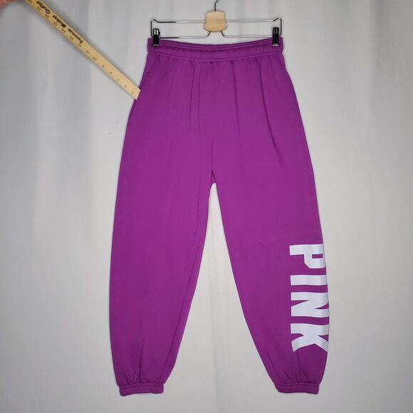 Pink Victorias Secret Fleece Tracksuit Hoodie Medium Purple Full Zip Pocket Logo - Picture 11 of 15